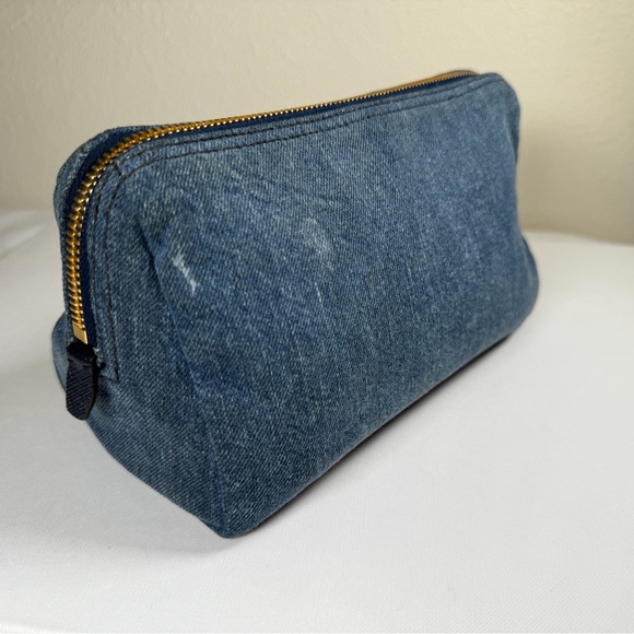 Prada Blue Denim Triangle Logo Pouch with Gold Hardware - Picture 5 of 15